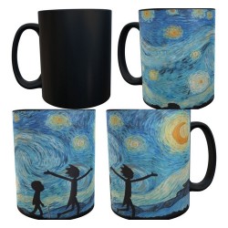 Taza Mágica Rick And Morty Noche Estrellada Van Gogh Cuadro