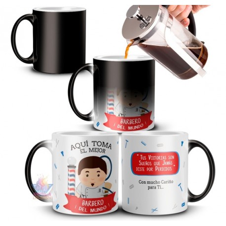 Taza Mágica Mejor Barbero Del Mundo Barbería Cerámica