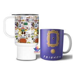 Combo Friends Taza Cerámica Y Jarro Térmico Collage Cuadro