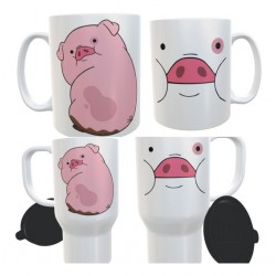 Combo Taza Y Jarro Térmico Plástico Gravity Falls Pato Chancho