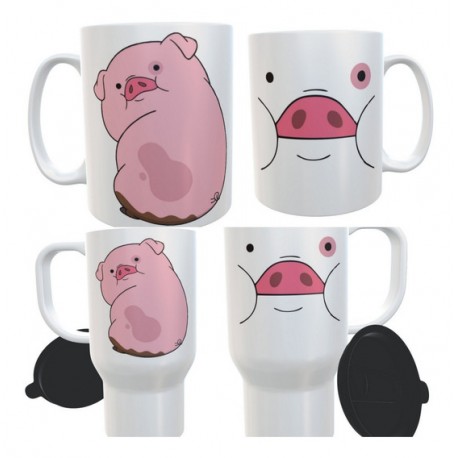 Combo Taza Y Jarro Térmico Plástico Gravity Falls Pato Chancho