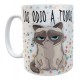 Combo Taza Y Jarro Térmico Plástico Gato Los Odio A Todos