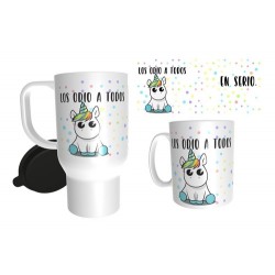 Combo Unicornio Taza Y Jarro Térmico Los Odio A Todos Set