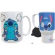 Combo Taza Y Jarro Stitch Pintando No Toques Mi Taza Térmico