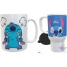 Combo Taza Y Jarro Stitch Pintando No Toques Mi Taza Térmico