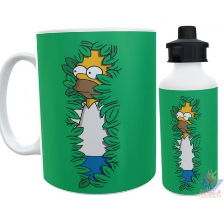 Taza Y Botella Alum Homero Simpson Arbusto Terminator Combo