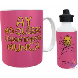 Taza Y Botella Alum Homero Simpson Cama Pastelito Combo Kit