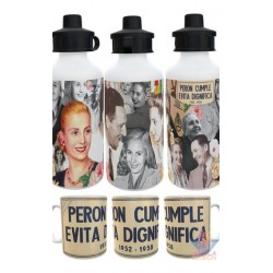 Taza Y Botella Alum Evita Fotos Eva Duarte Perón Combo Kit