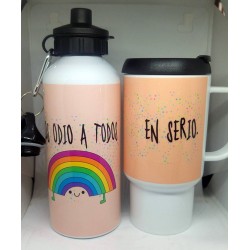 Botella Deportiva Aluminio Y Jarro Térmico Combo Set Odio