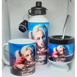 Harley Quinn Taza Cerámica + Botella Aluminio + Mate Plástico