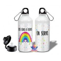 Botella Deportiva Arco Iris Odio A Todos Aluminio Doble Tapa