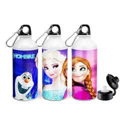 Frozen Botella Deportiva Aluminio Elsa Anna Olaf Doble Tapa