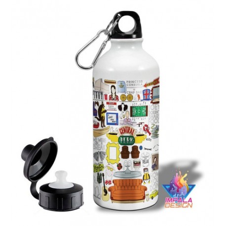 Botella Deportiva Friends Serie Tv Doble Tapa Aluminio