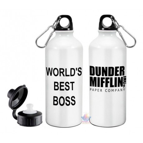 Botella The Office World Best Boss Deportiva Aluminio 2 Tapa