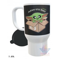 Jarro Térmico Plástico Baby Yoda Star Wars Mandalorian Mod 07