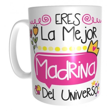 Taza Cerámica Importada Madrina Regalo La Mejor Del Universo