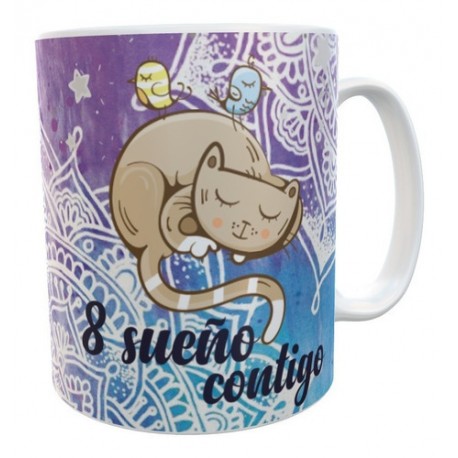 Taza Cerámica Gatos Gatitos Amor Pensar Soñar