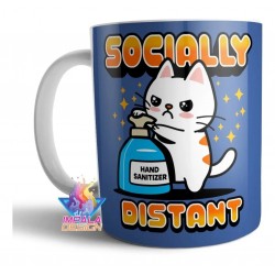 Taza Gatito Distanciamiento Social Gato Cerámica