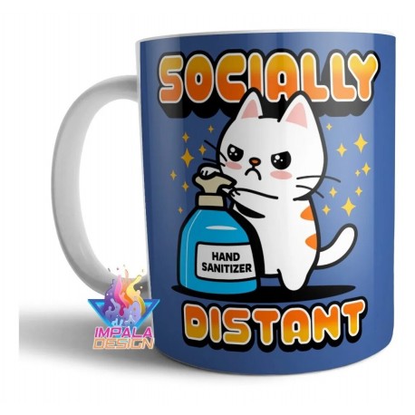 Taza Gatito Distanciamiento Social Gato Cerámica