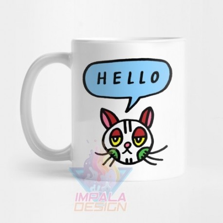 Taza Gato Cat Gatito Gatitos Hello Hola Burbuja Cerámica