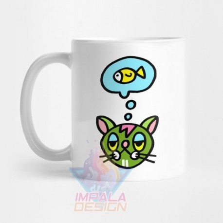 Taza Gato Cat Gatito Gatitos Pez Burbuja Cerámica