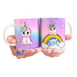 Unicornio Arco Iris Taza Cerámica Estrella Corazón