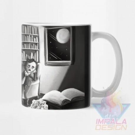 Taza Edgar Allan Poe Escritor Poeta Terror Cerámica Mod02