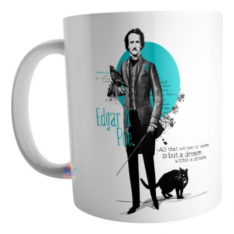 Taza Edgar Allan Poe Escritor Poeta Terror Cerámica Mod08