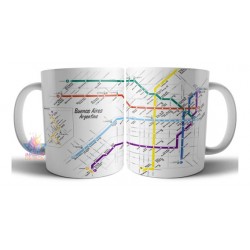 Taza Cerámica Buenos Aires Red De Subte Mapa Combinaciones