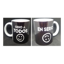 Taza Cerámica Odio A Todos En Serio Caras Desayuno Regalo