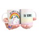 Taza Unicornio Los Odio A Todos Hate Cerámica Arco Iris Nube