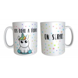 Unicornio Taza Cerámica Desayuno Los Odio A Todos Pony