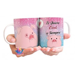 Taza Chancho Pato Amor Cerámica Te Quiero Oink Y Siempre