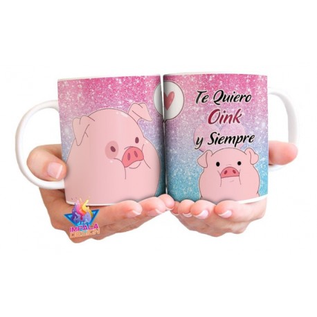 Taza Chancho Pato Amor Cerámica Te Quiero Oink Y Siempre