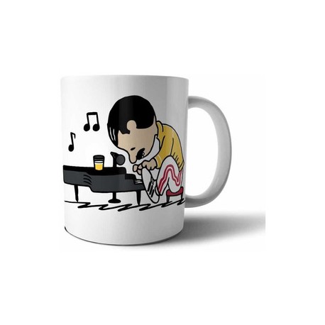 Freddie Mercury Taza De Cerámica Queen Cantante Piano