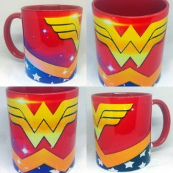 Taza Wonder Woman Mujer Maravilla Cerámica Roja