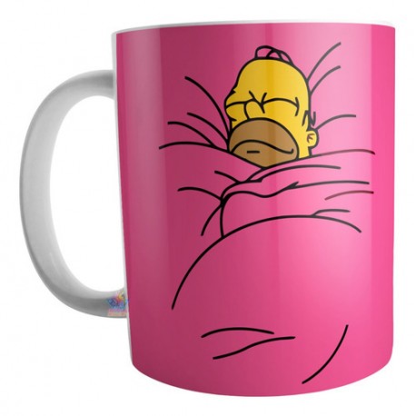 Taza Homero Simpson Cama Pastelito Meme Cerámica