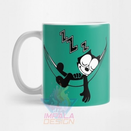 Taza Gato Felix Cat Gatito Gatitos Durmiendo Cerámica