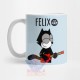 Taza Gato Felix Cat Gatito Gatitos Guitarra Cerámica