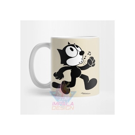 Taza Gato Felix Cat Gatito Gatitos Silbando Cerámica