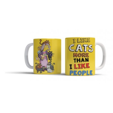 Taza Simpson Loca De Los Gatos Cerámica I Like Cats
