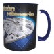 Taza Star Wars Halcón Milenario Nave Interior Y Asa Azul