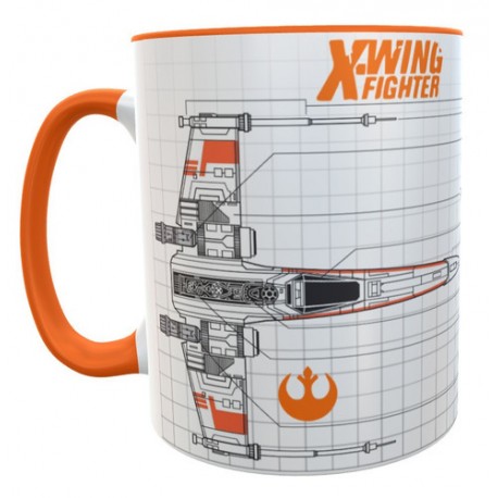 Taza Star Wars Xwing Fighter Planos Alianza Rebelde Naranja