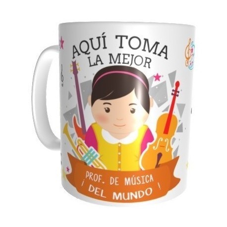 Taza Profesora De Música Cerámica Profesiones Abogada Etc