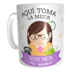 Taza Aquí Toma La Mejor Secretaria Regalo Original Cerámica