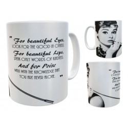 Taza Cerámica Audrey Hepburn Pop Desayuno Tiffanys Frase N2