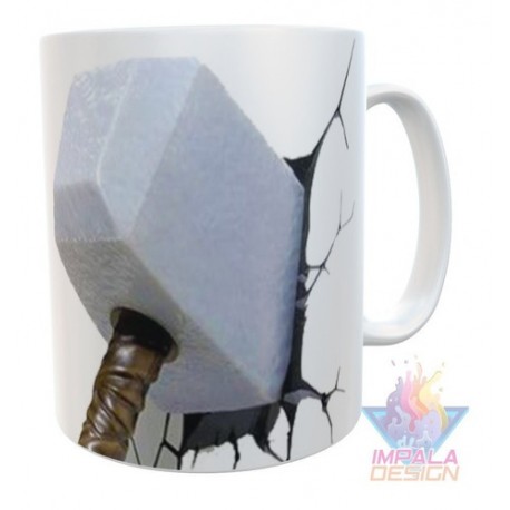 Taza Thor Martillo Rayo Marvel Comic Cerámica