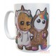 Taza Baby Groot Unicornio Abrazo Amigos Cerámica