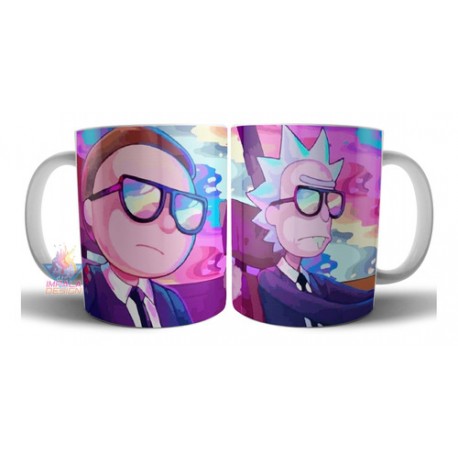 Taza Rick Y Morty Lentes Traje Negro Cerámica Varios Modelos