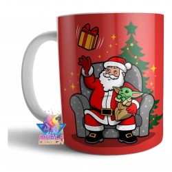 Taza Baby Yoda Papa Noel Navidad Cerámica Regalo Arbolito